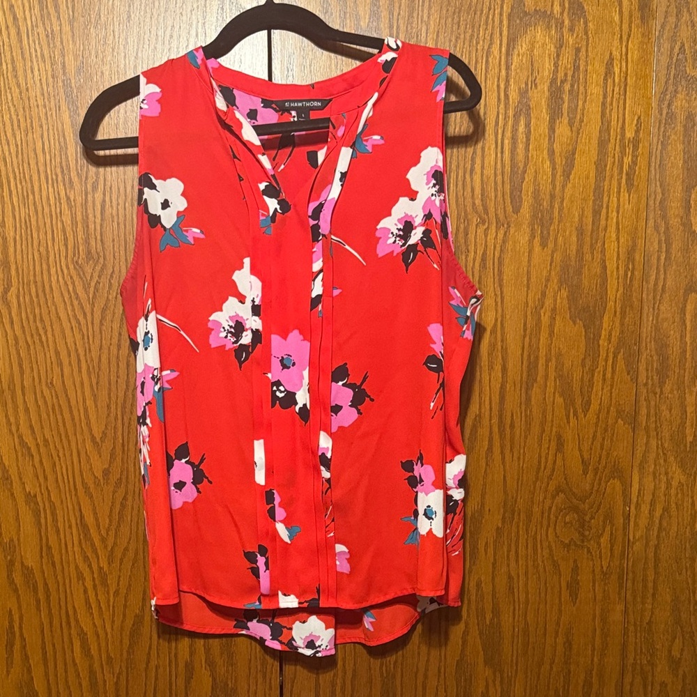 41 Hawthorn Red Floral Sleeveless Blouse